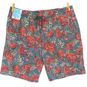 NWT Caribbean Aqua Collection Tropical Size XL Drawstring Pockets Grey Red